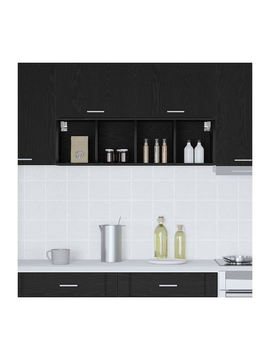 Wandküchenschrank mit Arbeitsplatte Schwarz 30x29.5x100cm