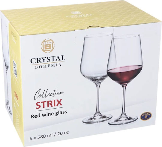 Bohemia Strix Σετ Ποτήρια από Κρύσταλλο Κολωνάτα 6τμχ