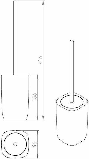 Gedy Ylenia Yl33 Metallic Toilet Brush Black