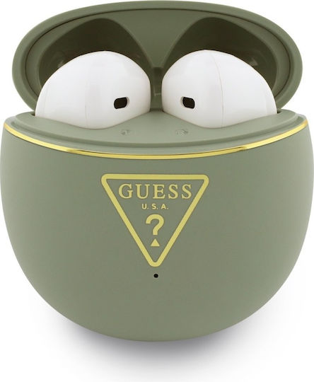 Guess Gold Line Triangle Earbud Bluetooth хендсфри Слушалки с Устойчивост на Пот и Кутийка за Зареждане Зелен