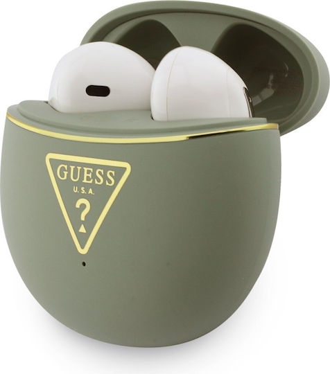 Guess Gold Line Triangle Earbud Bluetooth хендсфри Слушалки с Устойчивост на Пот и Кутийка за Зареждане Зелен