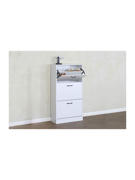 Wooden Shoe Organizer Zefiros 3 Doors White 60x24x116cm MDF Melamine