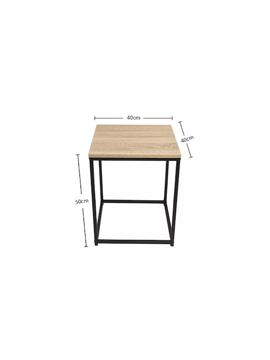 Square Side Table Rea Metal Sonoma Black W40xL40xH50.1cm