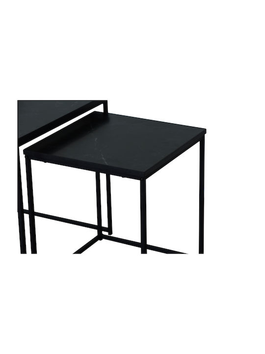 Quadratisches Zigon Set Pigasus-4050 Holz Marmor Schwarz 2 Stück M40xB40xH50cm