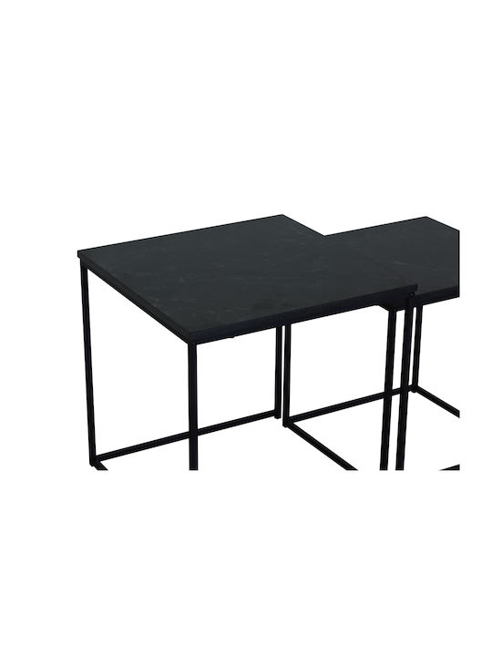 Quadratisches Zigon Set Pigasus-4050 Holz Marmor Schwarz 2 Stück M40xB40xH50cm