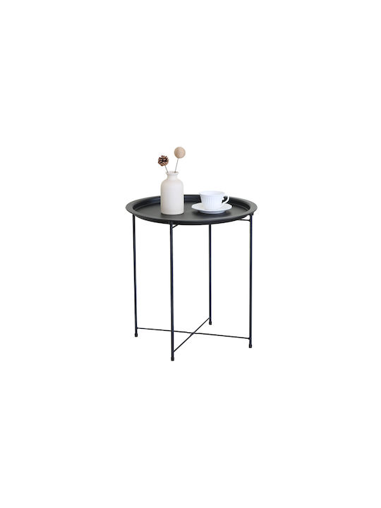 Auxiliary Table for Small Outdoor Spaces Polypropylene with Metal Frame Ranter Black 47x47x51cm
