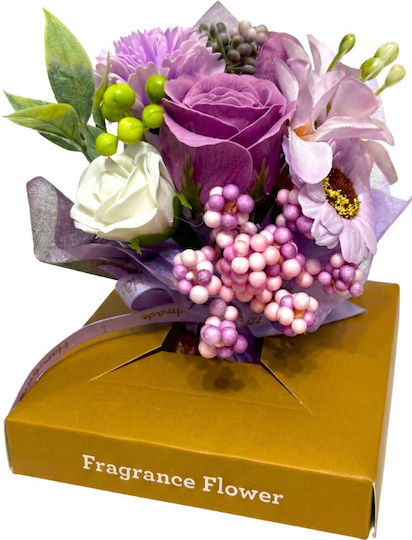 Blumenarrangement In Geschenkbox Duftblumen Blumenstrauß Rosen Lila Künstliche Blumen 11x11x14 cm Dekorativ Ideales Geschenk Für Frauen