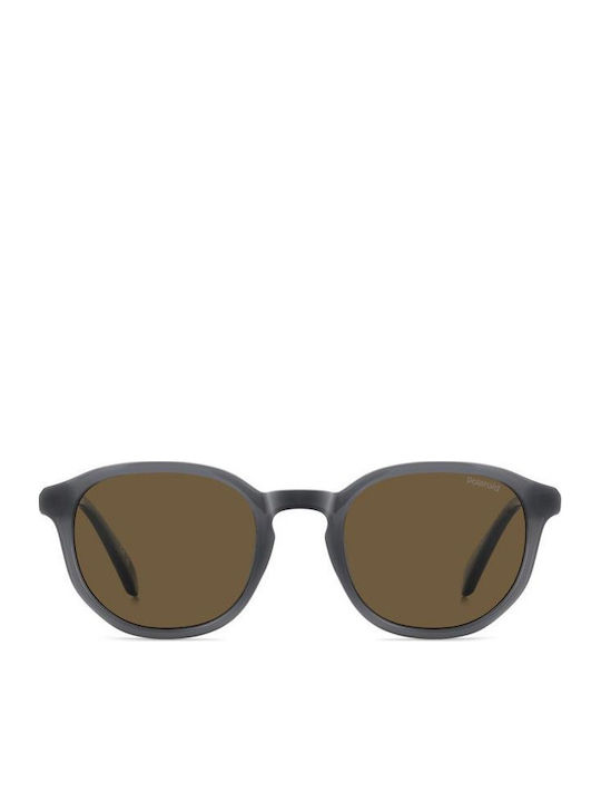 Polaroid Unisex Sunglasses With Grey Horn-Rimmed Frame And Brown Lens PLD4195/S KB7/SP