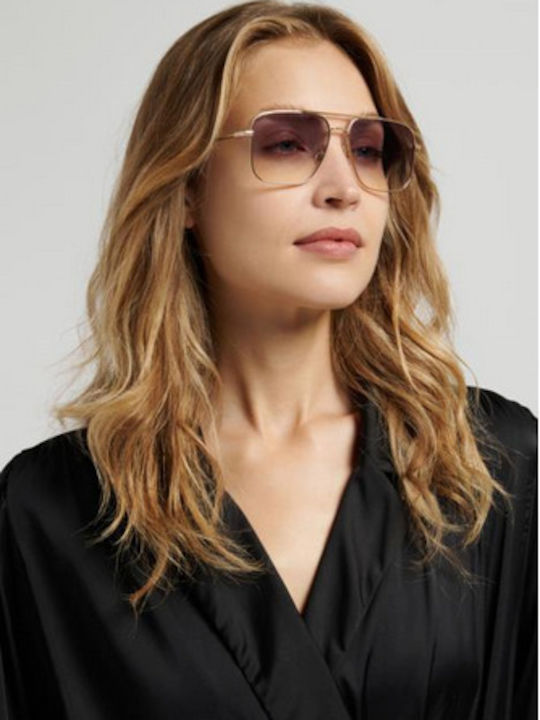Victoria Beckham Unisex Sonnenbrillen mit Gold Metallrahmen und Goldfarbenen Gläsern