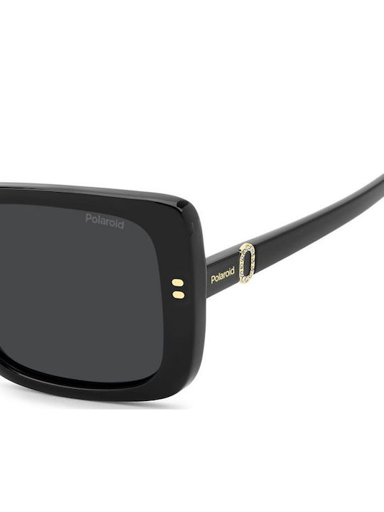 Polaroid Unisex Sunglasses With Black Horn-Rimmed Frame And Grey Lens PLD4199/S/X 807/M9