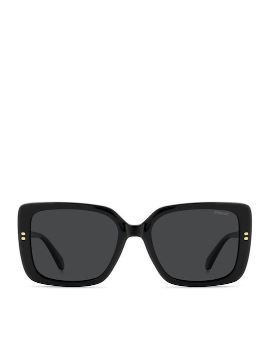 Polaroid Unisex Sunglasses With Black Horn-Rimmed Frame And Grey Lens PLD4199/S/X 807/M9