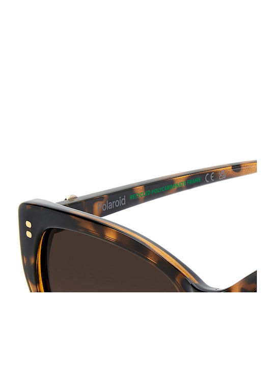 Polaroid Women Sunglasses With Brown Tartaruga Horn-Rimmed Frame And Brown Polarized Lens PLD4198/S/X 086/LA