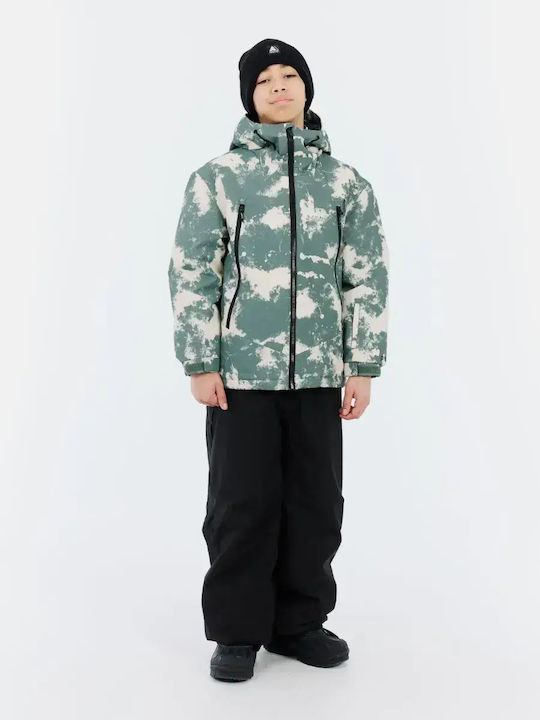 Waterproof Kids' Casual Jacket with Lining & Hood Aspen Green