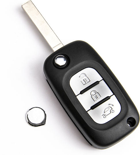 Foldable Car Key Shell with 3 Buttons for Smart