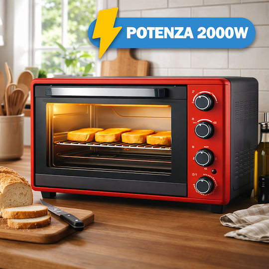 Bakaji Electric Countertop Oven 52lt Without Burners Red