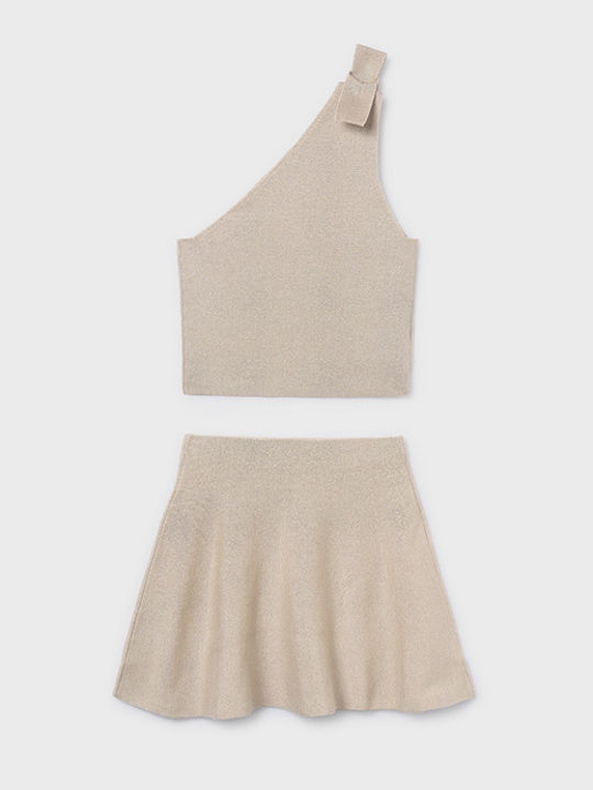 Kids' Set with Skirt Summer 2pcs Beige Skoro