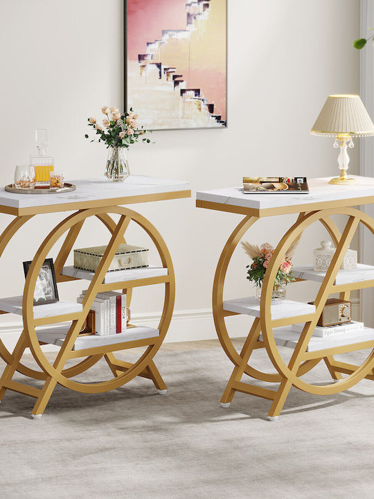 Consolă Metalică cu Suprafață din Marmură Marble Effect/gold L65xL30xH66.5buc