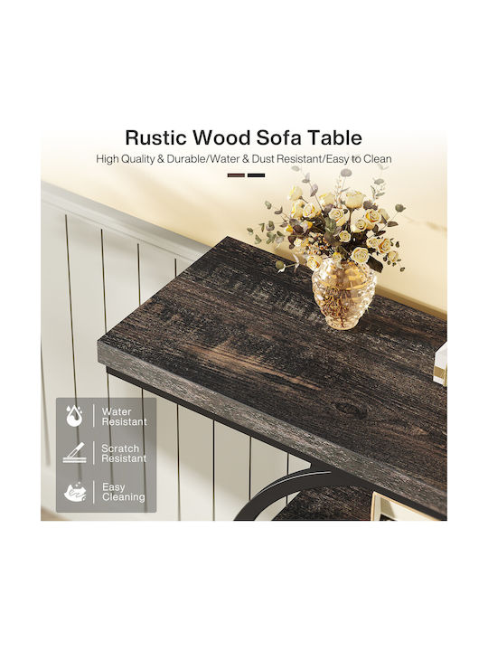 Console Table of Solid Wood & Metal Wenge/black L105xW30xH80cm