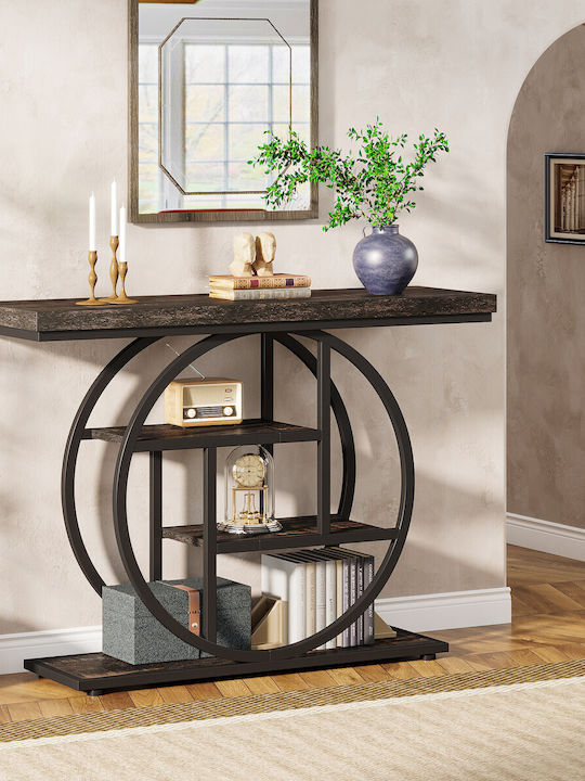 Console Table of Solid Wood & Metal Wenge/black L105xW30xH80cm