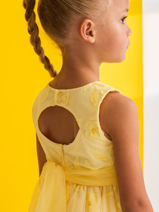 Children's Dress Sleeveless Floral Yellow