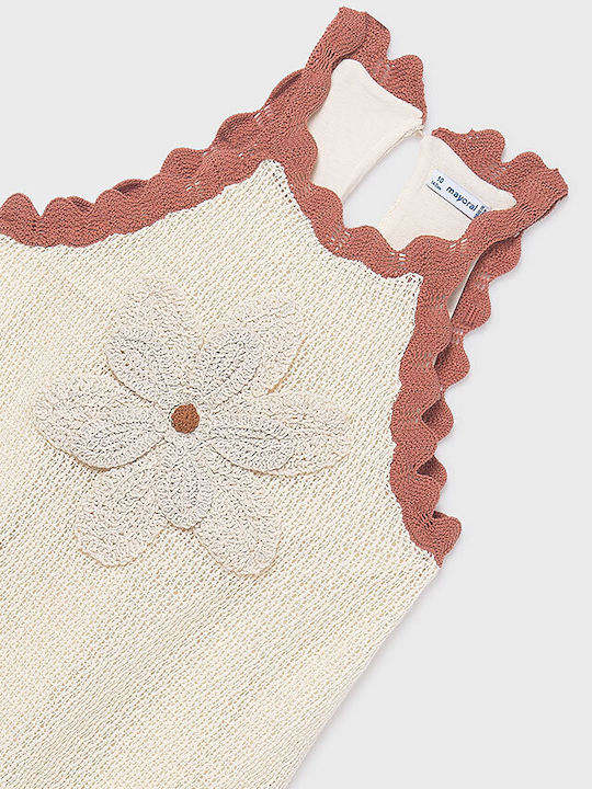 Girls Dress Sleeveless Knitted Set with Coat and Accessories Beige Port