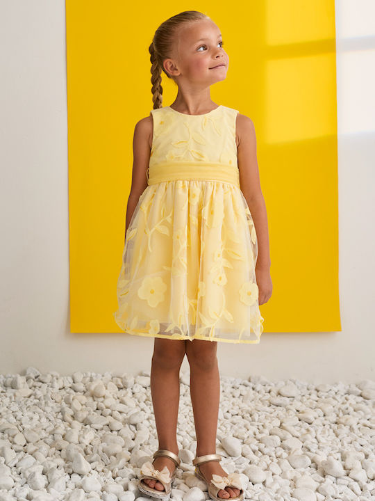 Children's Dress Sleeveless Floral Yellow