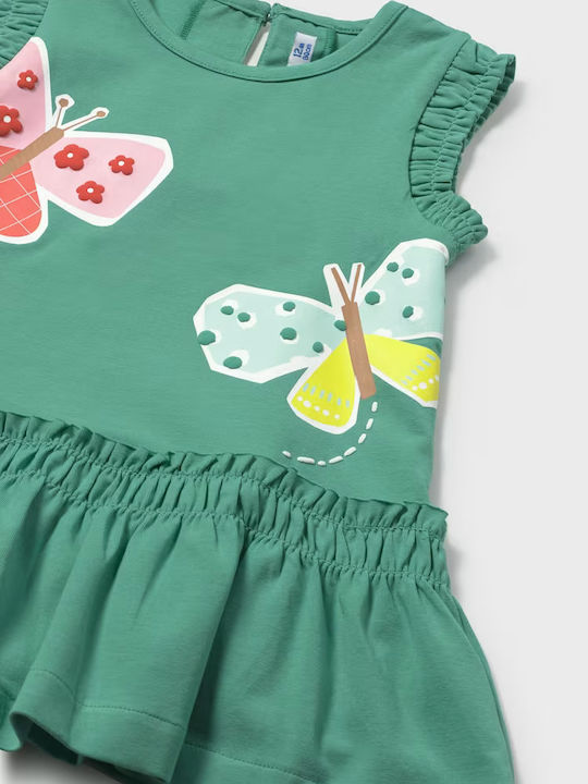 Mädchenkleid Ärmellos Set aus 2 mit Zubehör Smaragd