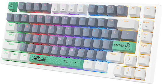 Onikuma G52 Gaming Mechanische Tastatur 75% mit Benutzerdefiniert Braun Schaltern und RGB-Beleuchtung (Englisch US) Weiß