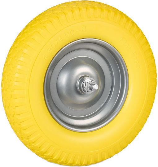Roată Cărăruș 4.00-8 Galben Gri Cauciuc Solid Rezistent La Punctură
