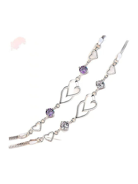Women's Bracelet with design Heart made of Silver with Zircon
