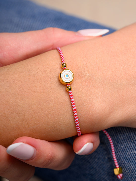 Philio Women's Bracelet Martaki with design Eye Gold Plated
