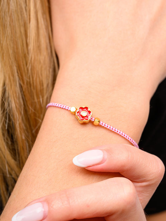 Philio Women's Bracelet Martaki with design Flower Gold Plated