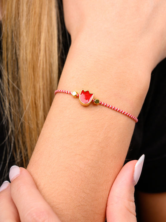 Philio Herren Armband Martaki mit Design Blume Vergoldet Philio Herren Armband Martaki mit Design Blume Vergoldet