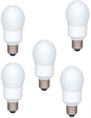 Set 5 Lămpi Fluorescente Panasonic Soclu E27 Putere 18w Formă Ovală Lumină Alb Rece Alimentare 220 240 V "efa18e65hd-5" Sigiliu Verde 2,25 Lei