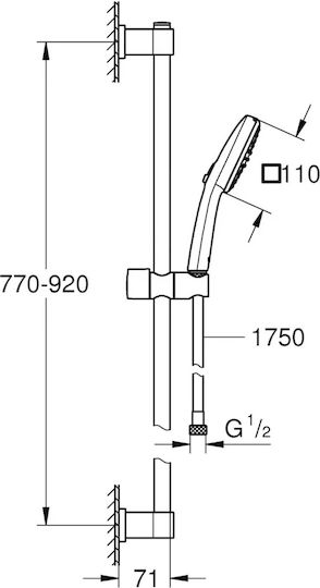 Grohe Vitalio Cube 110 Shower Column 26931001 Wall Mounted 900 Mm 2 Functions Glossy Chrome Grohe Vitalio Cube 110 Shower Column 26931001 Wall Mounted 900 Mm 2 Functions Glossy Chrome