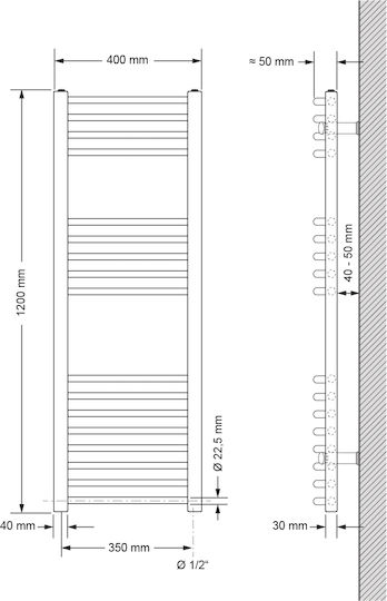 LuxeBath Electric Towel Rail 1200W 120x40cm White