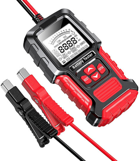 Foxsur Fbt-300 Tester Inteligent de Baterii 12v/24v Mașini Motociclete Ecran Lcd 2.7" Compatibil Vrla Gel Agm Efb Std Baterii Negru Roșu