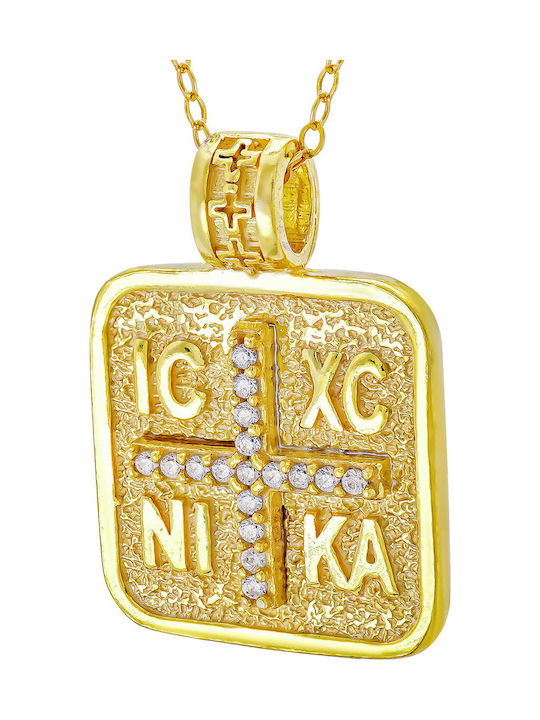 Kiriakos Gofas Necklace Constantine Amulet from Gold Plated Silver with Zircon