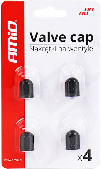Set 4 Black Plastic Valve Caps