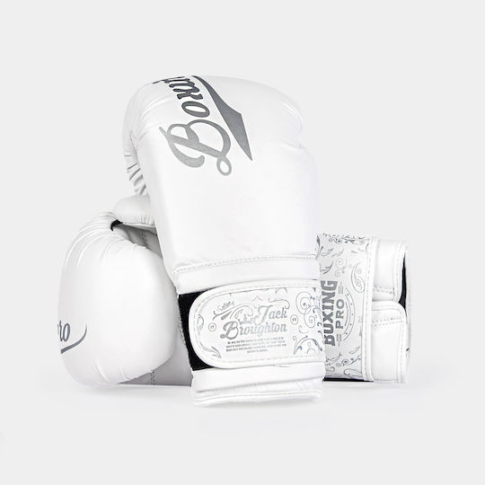 Boxing Pro Jack Broughton 1743 Boxhandschuhe aus Synthetikleder für Kampf Weiß