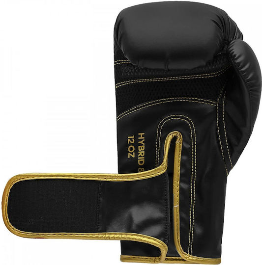 adidas Hybrid 80 Kids Boxing Gloves made of Synthetic Leather for Match Black/Gold