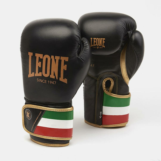 Leone Italy '47 Δερμάτινα Γάντια Πυγμαχίας για Αγώνα Μαύρα
