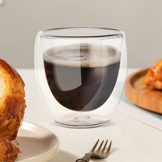 Cheffinger Paar 250ml Doppelwandige Kaffee Tassen Mit Schwebendeffekt Transparente