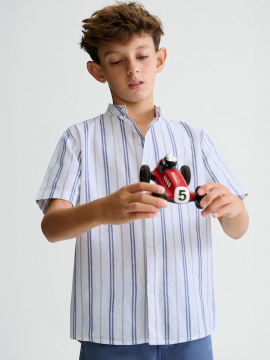 Kinder Gestreift Hemd Kurzarm Blue Striped