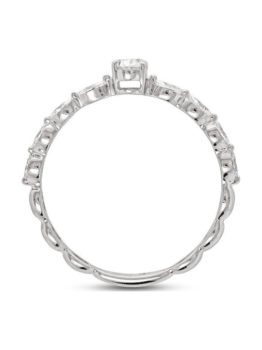Diamond Group Μονόπετρο από Λευκόχρυσο 18Κ με Διαμάντι