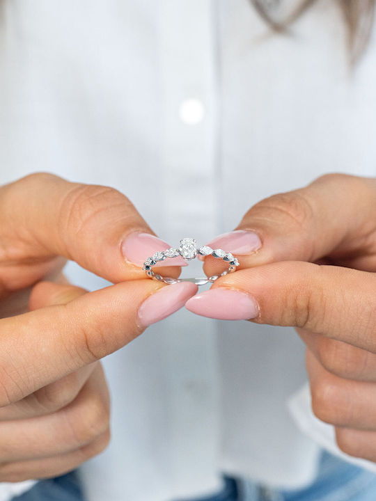 Diamond Group Μονόπετρο από Λευκόχρυσο 18Κ με Διαμάντι