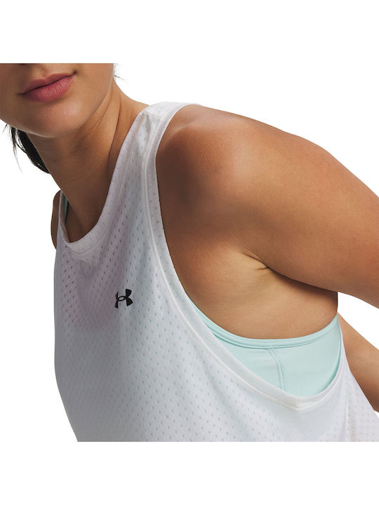 Sport Women's Athletic Crop Top Sleeveless Fast Drying with Sheerness White