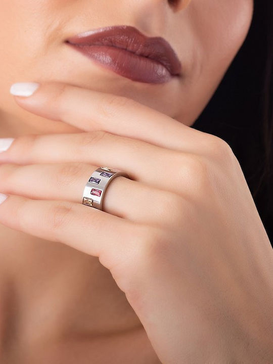 Oxzen Damen Ring Ehering mit Zirkonia aus Stahl
