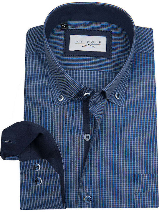 Long-sleeved Shirt Checked Blue