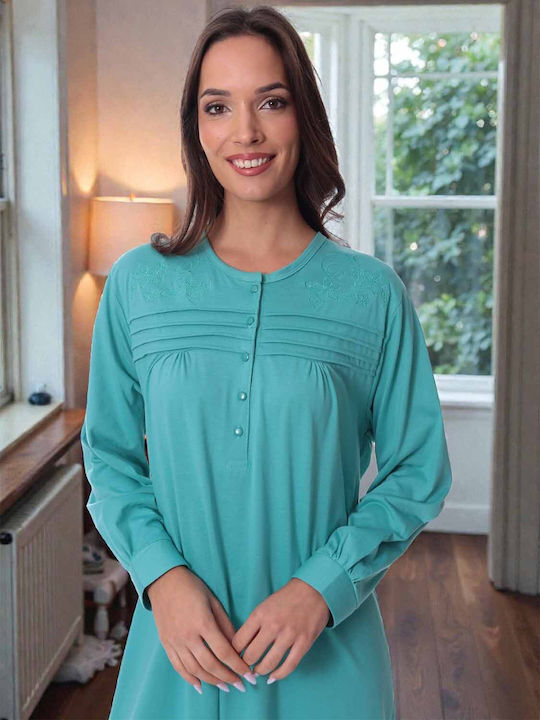 Lydia Creations Winter Women's Nightdress Bay Leaf Mint